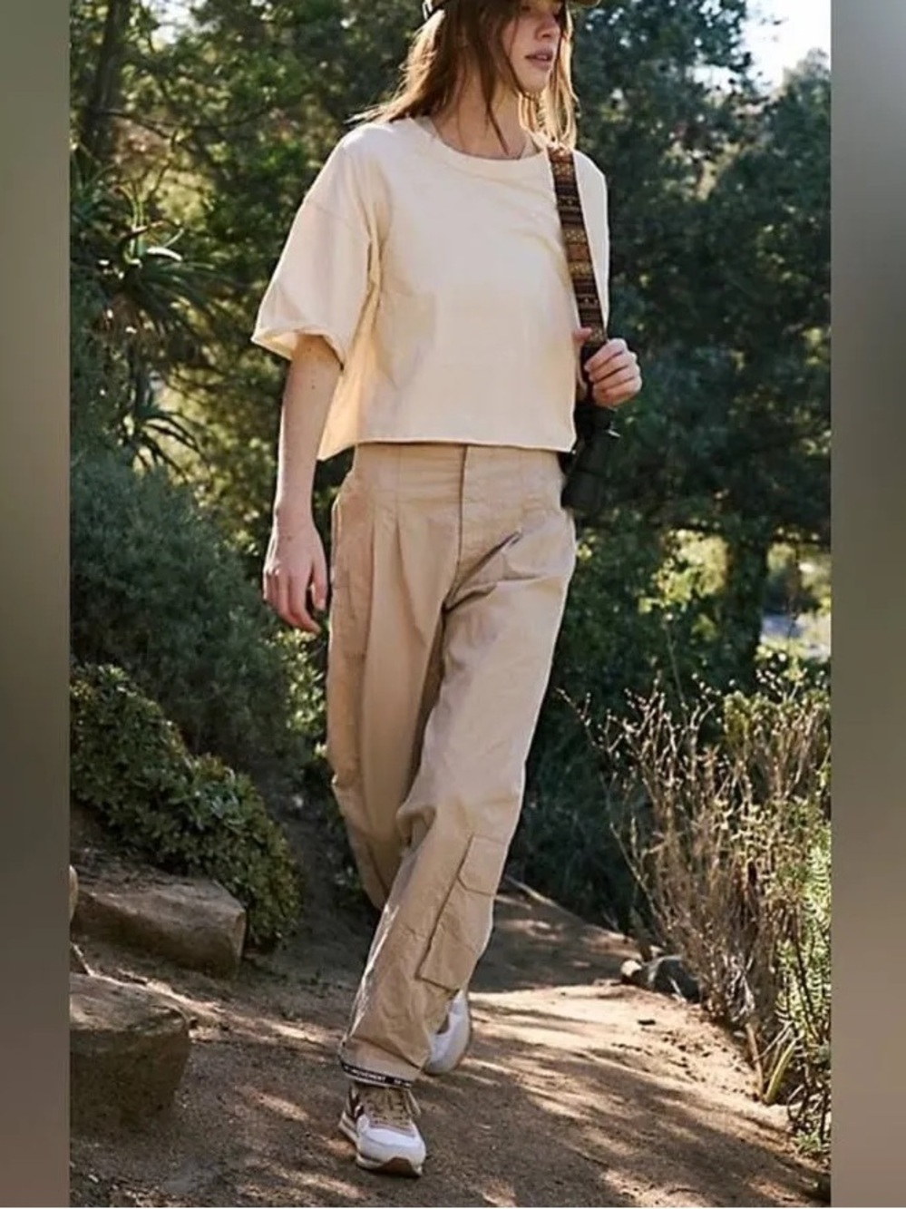 Free People Movement Mesmerize Me Pants Cargo, Light Tan, Size Large